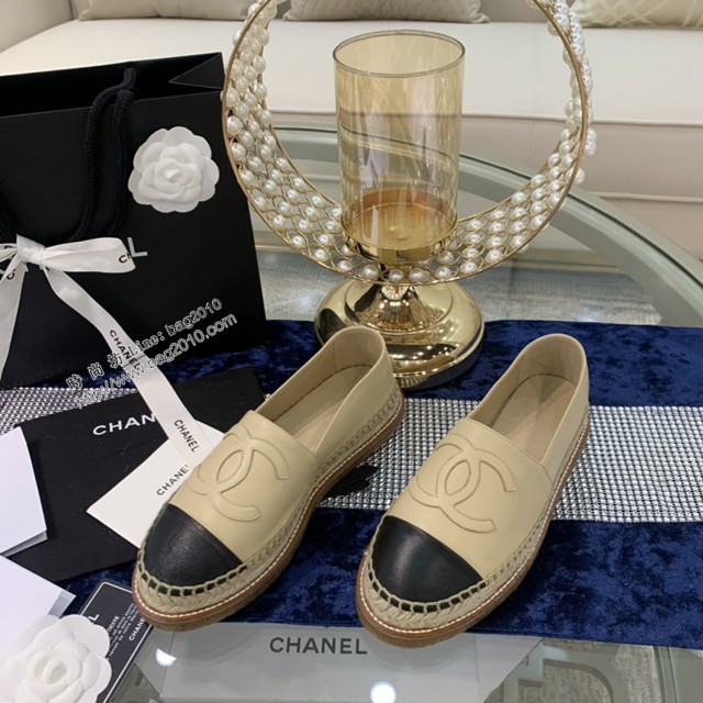 CHANEL頂級代購版漁夫鞋 香奈兒羊皮漁夫鞋草編鞋 dx3565